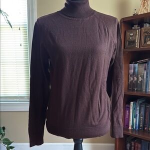 Talbots Brown Cowl Neck Sweater Lightweight Knit